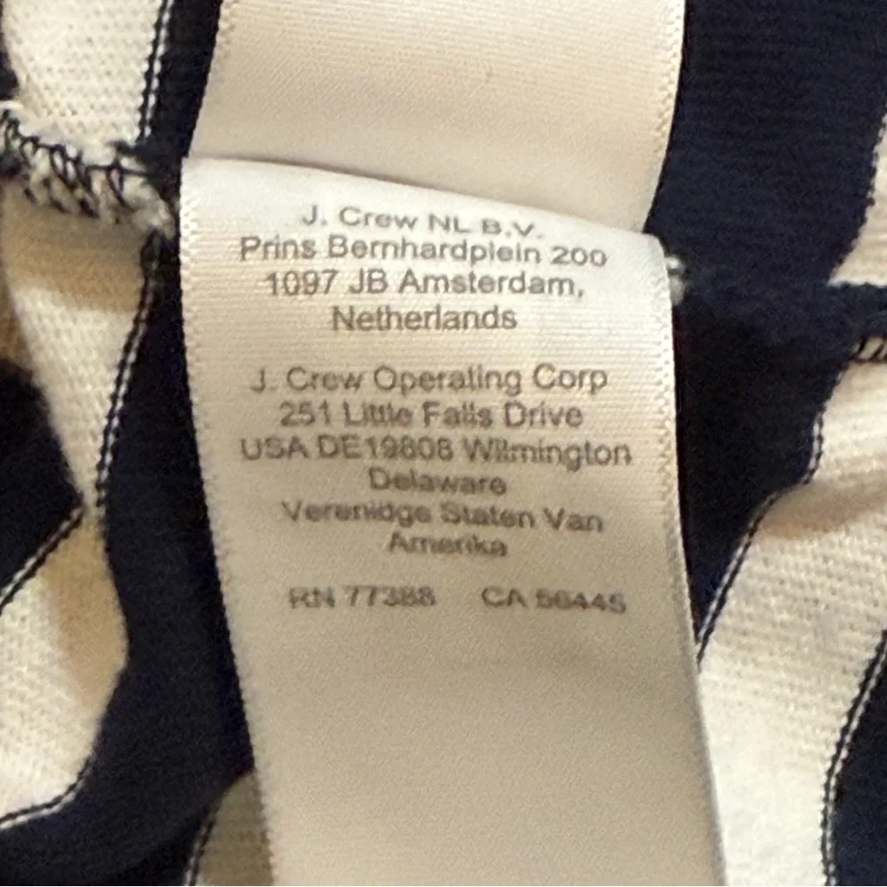 J Crew Navy and White Striped Mariner Fabric Boat Neck Top